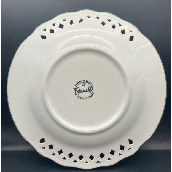 Brunelli Made in Italy Decorative Punctured Platter 12" Tiffany Signed Painted - Picture 5 of 6